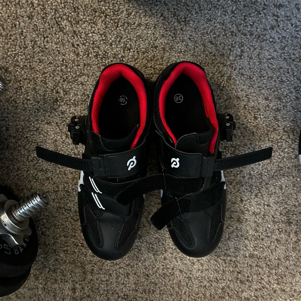Peloton Black and Red Cycling Sneakers-like new